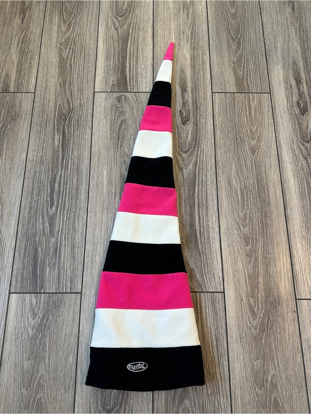 Vintage 1990s Mental Fleece Snow Worm Beanie Striped Pointed Hat OS Excellent